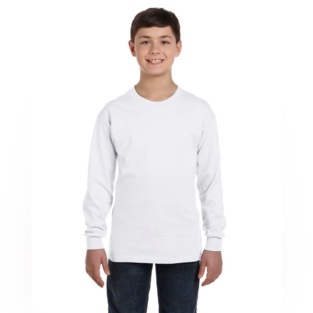 Lot of 2 Gildan Ultra Cotton Youth Long Sleeved Tshirt Sz Medium